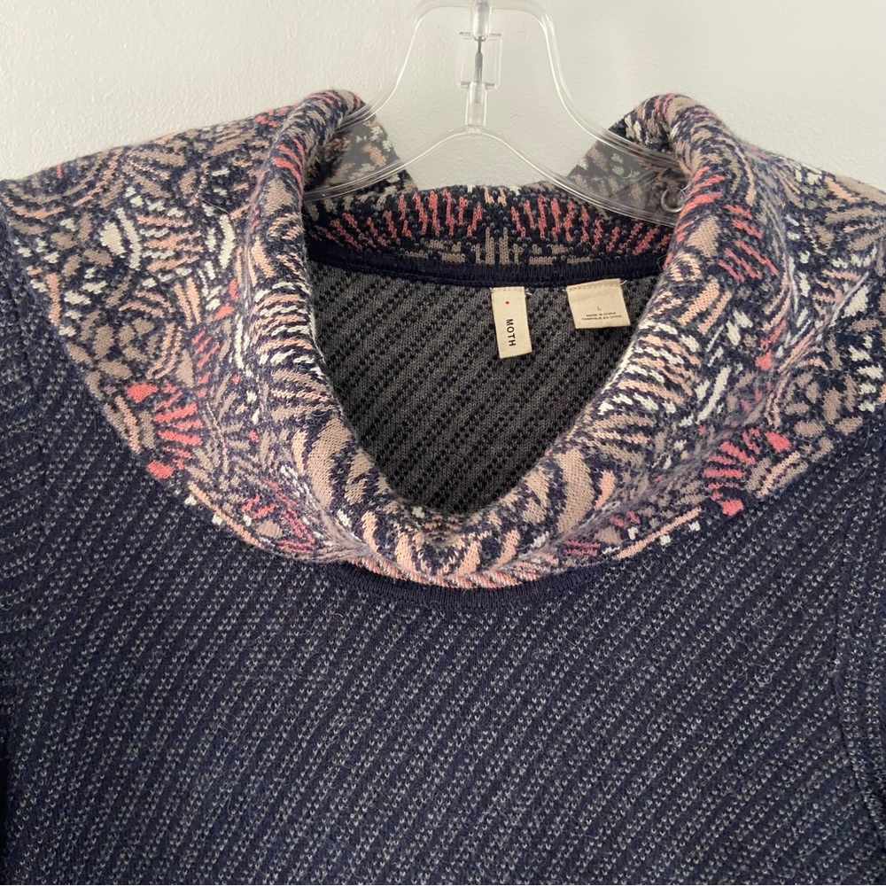 Anthropologie Moth Sz L Imperial Garden Tunic Sweater Dress Alpaca Cotton Wool - Picture 7 of 14